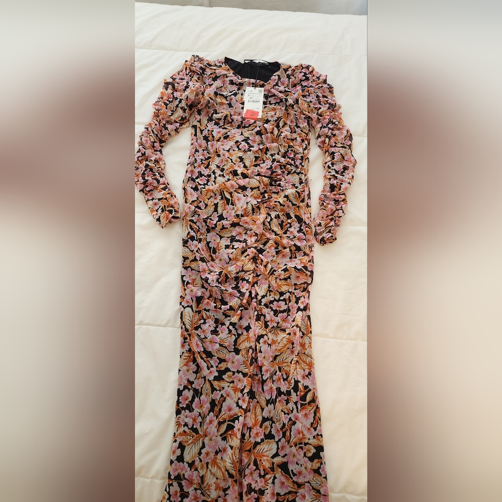 ZARA RUCHED MAXI DRESS SIZE S - Picture 15 of 15